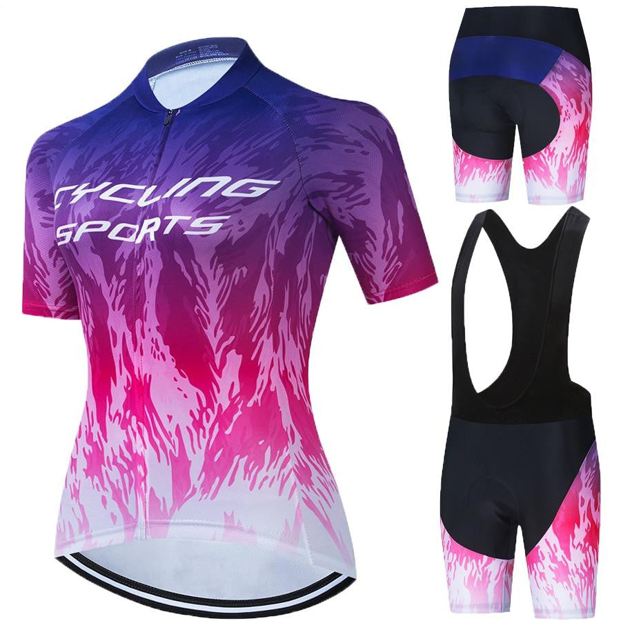 Short-sleeved Bib Cycling Jersey Suit Summer Road Bike Cycling Jacket Mens Breathable - Blue Force Sports