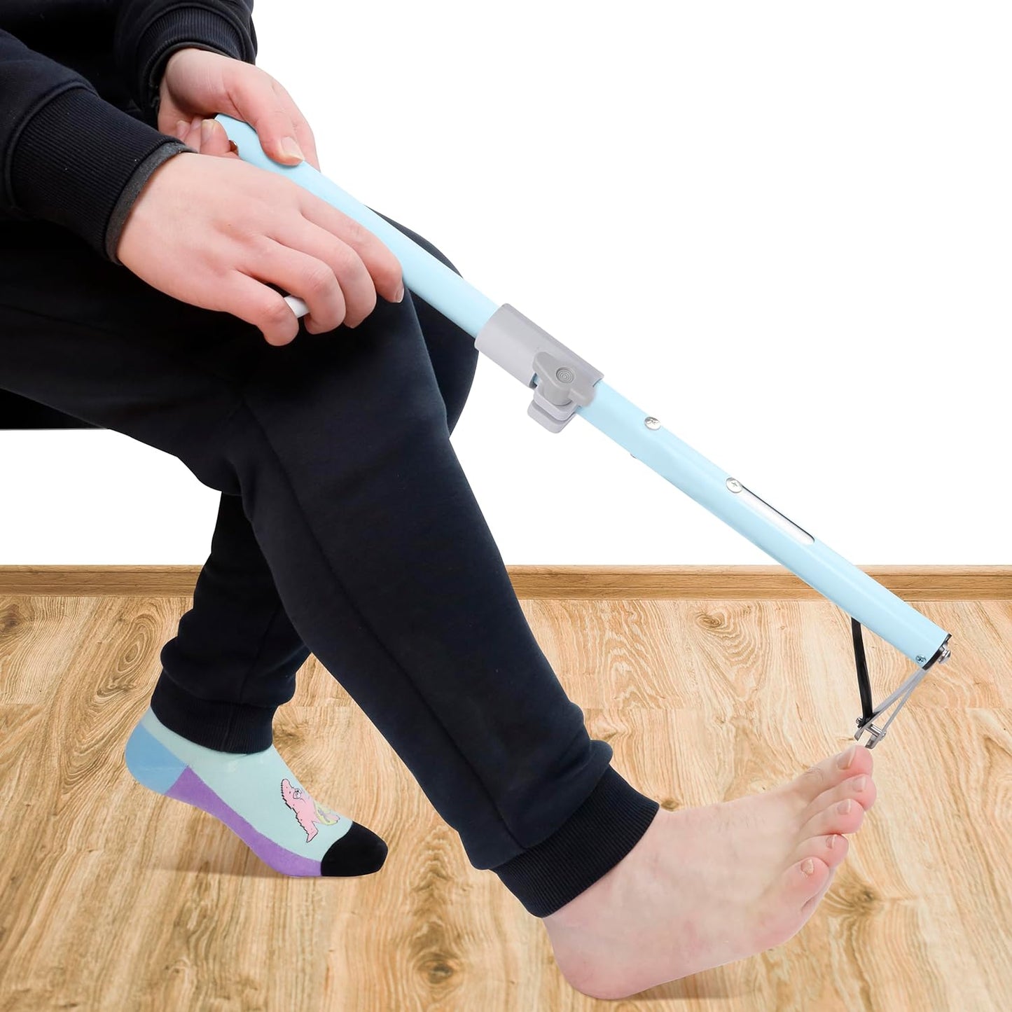 Lightweight Long Handled Toenail Clippers, Easy Reach Pedicure Auxiliary Tools, Free Bending, for Thick Nails, for The Seniors, Overweight, Disabled (Aluminum-Green, 20" Handle)