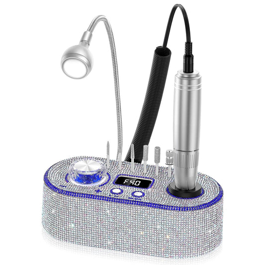 Electric Nail Drill Machine, 40000RPM Professional Efile Nail Drill Kit, Electric Nail File for Acrylic, Gel Nails, Toenail Grinder Manicure Pedicure Polishing Shape for Home Salon, Crystal Diamond