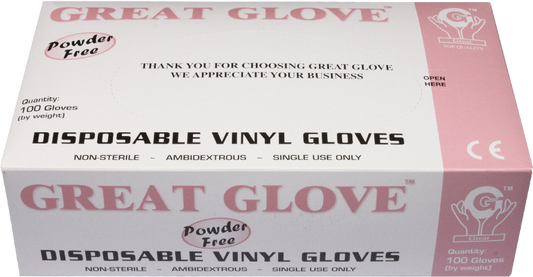 Great Glove Vinyl Gloves Powder-Free Case 10 Box-Beauty Zone Nail Supply