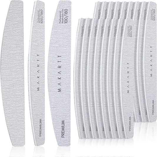 Makartt Nail File, 100/180 Grit 20 Pcs Nail Files for Natural Nails, Professional Strong Emery Boards for Nails Doubled Sides Washable Fingernail Files Manicure Tool Set