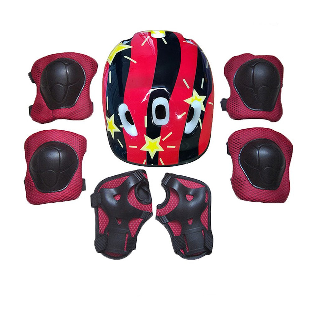 Hirigin Boys Girls Kids Safety Helmet, Knee, Elbow Pad Set for Cycling Skate Bike Use, Black, 3-9 Years