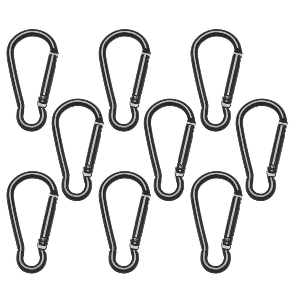 9Pcs Quickdraws Black Climbing Camping Hiking Outdoor D Carabiner Water Bottle Hooks Keychain Snap Clip