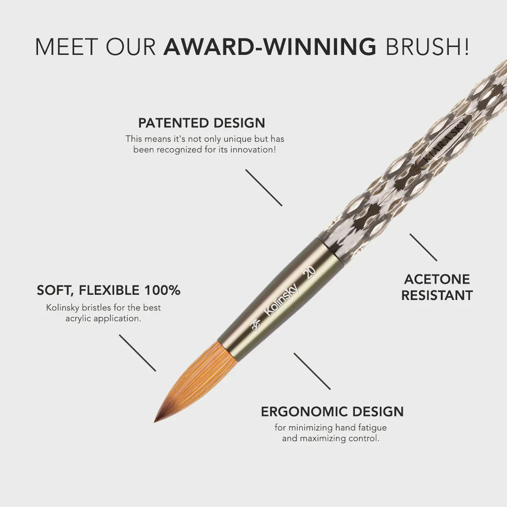 BLACK Kiara Sky 100% Kolinsky Acrylic Brush *Crimped Option Available*