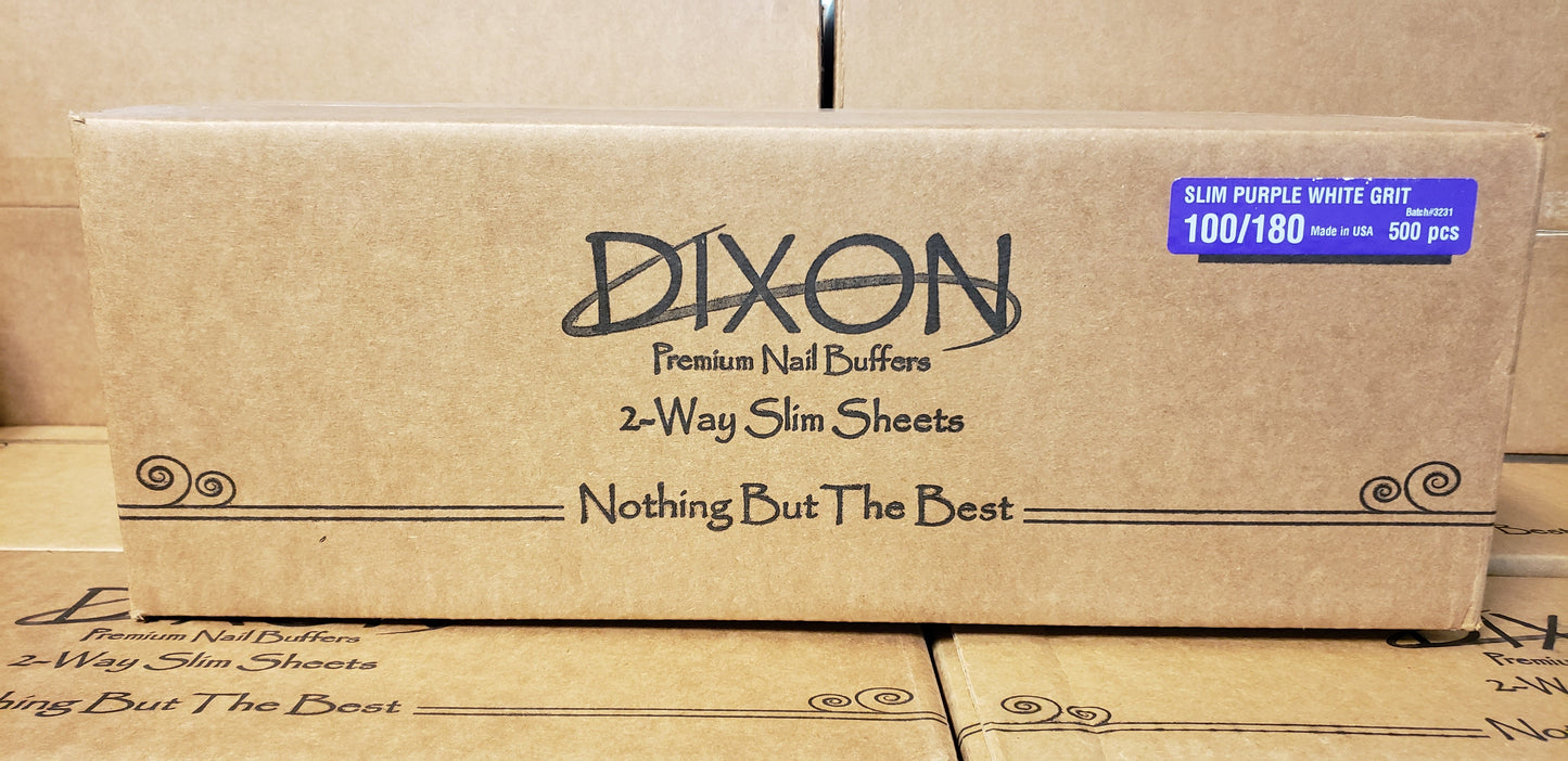 Dixon Slim Nail Buffers Purple Buffer White Grit 100/180 (500 pcs)