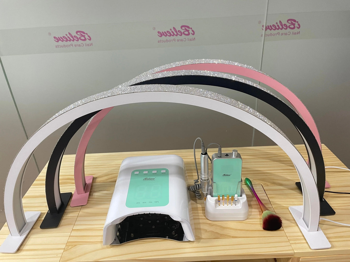 29 Inches Half Moon Nail Desk Lamp with Rhinestones