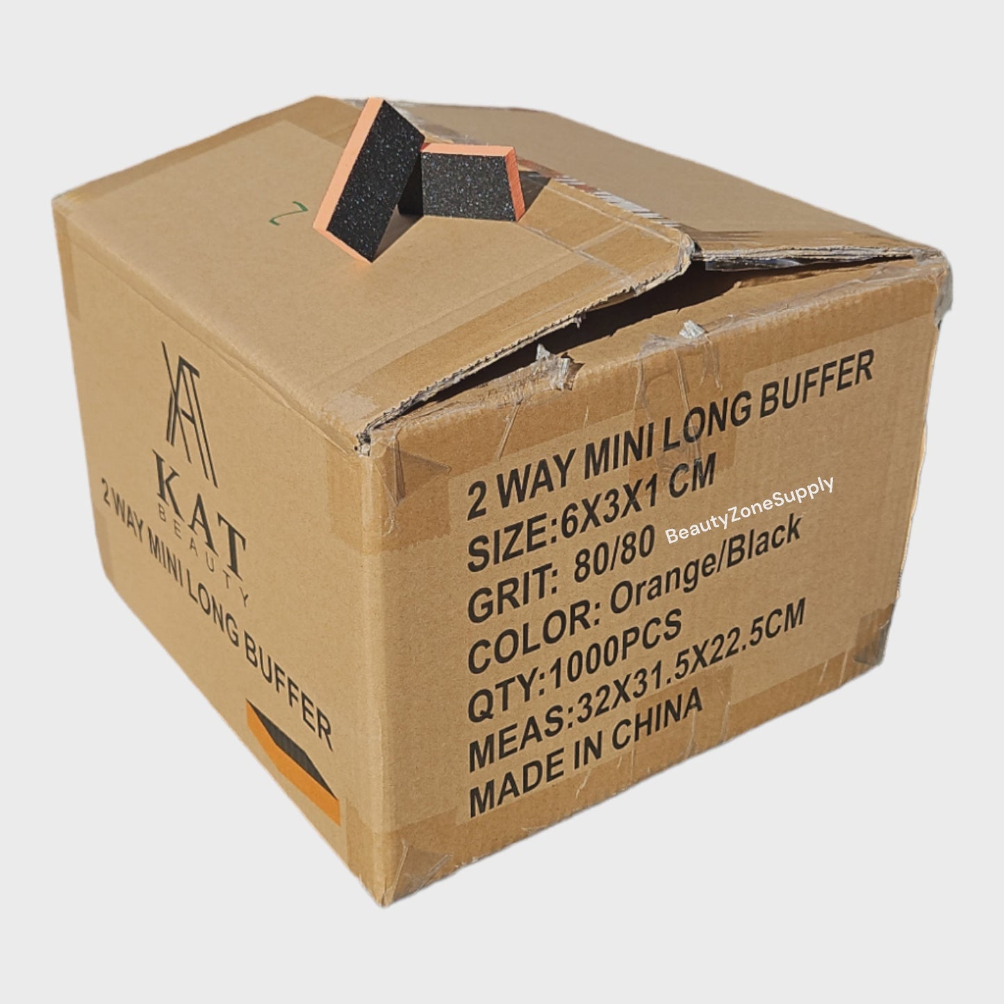 KAT Beauty  Mini slim Long Buffers Orange Black 80/80 1000PCS #KAT10