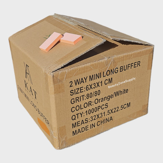 KAT Beauty Mini slim Long Buffers Orange White 80/80 1000PCS #KAT08