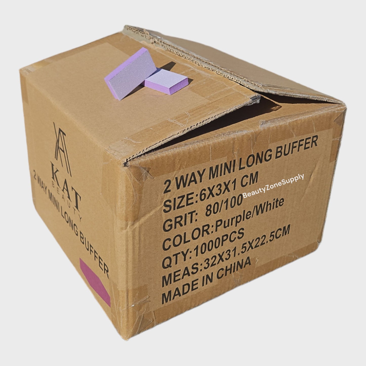 KAT Beauty Mini slim Long Buffers Purple White 80/100 1000PCS #KAT13