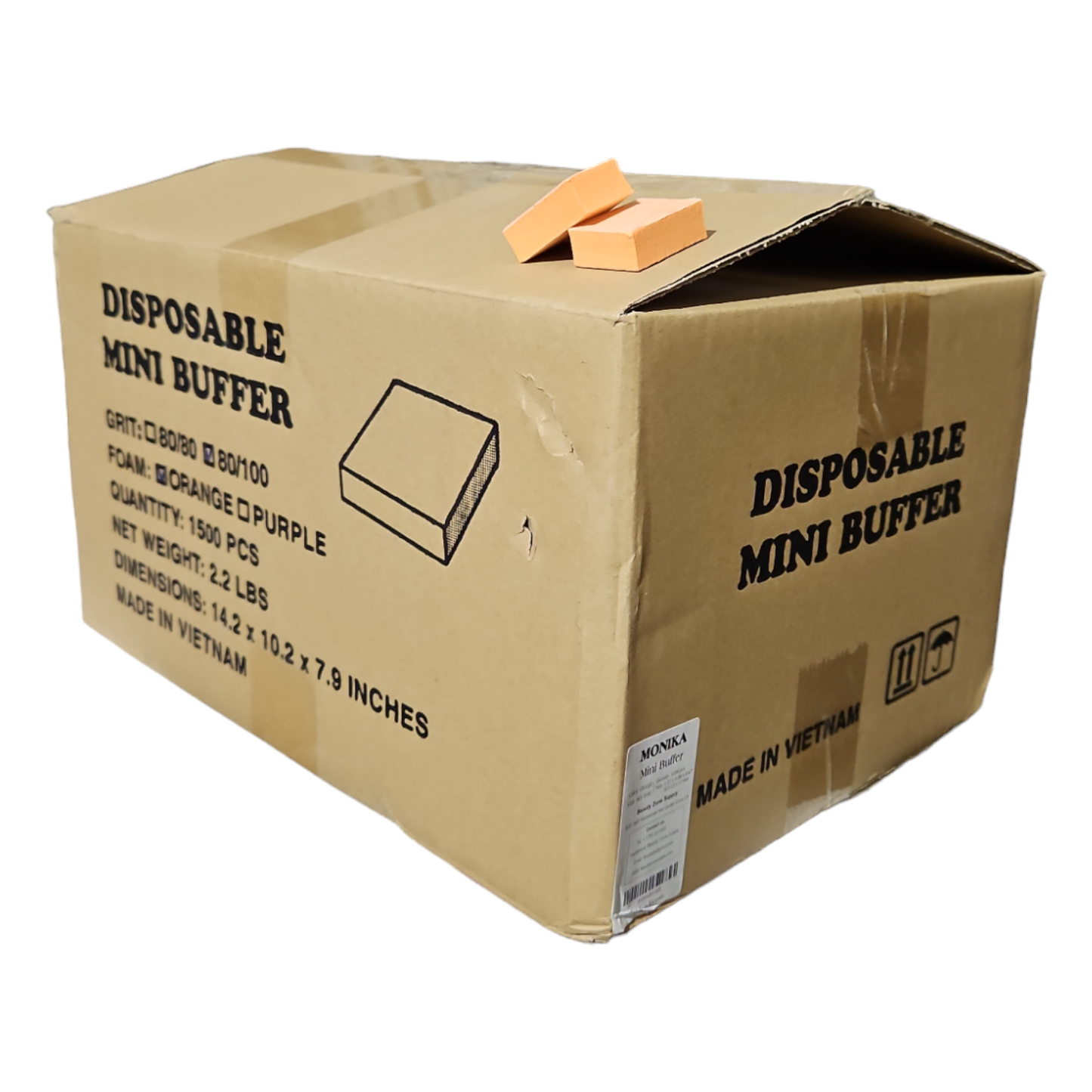 Monika Mini Nail Buffer Orange White 80/100 1500 pc #MB01