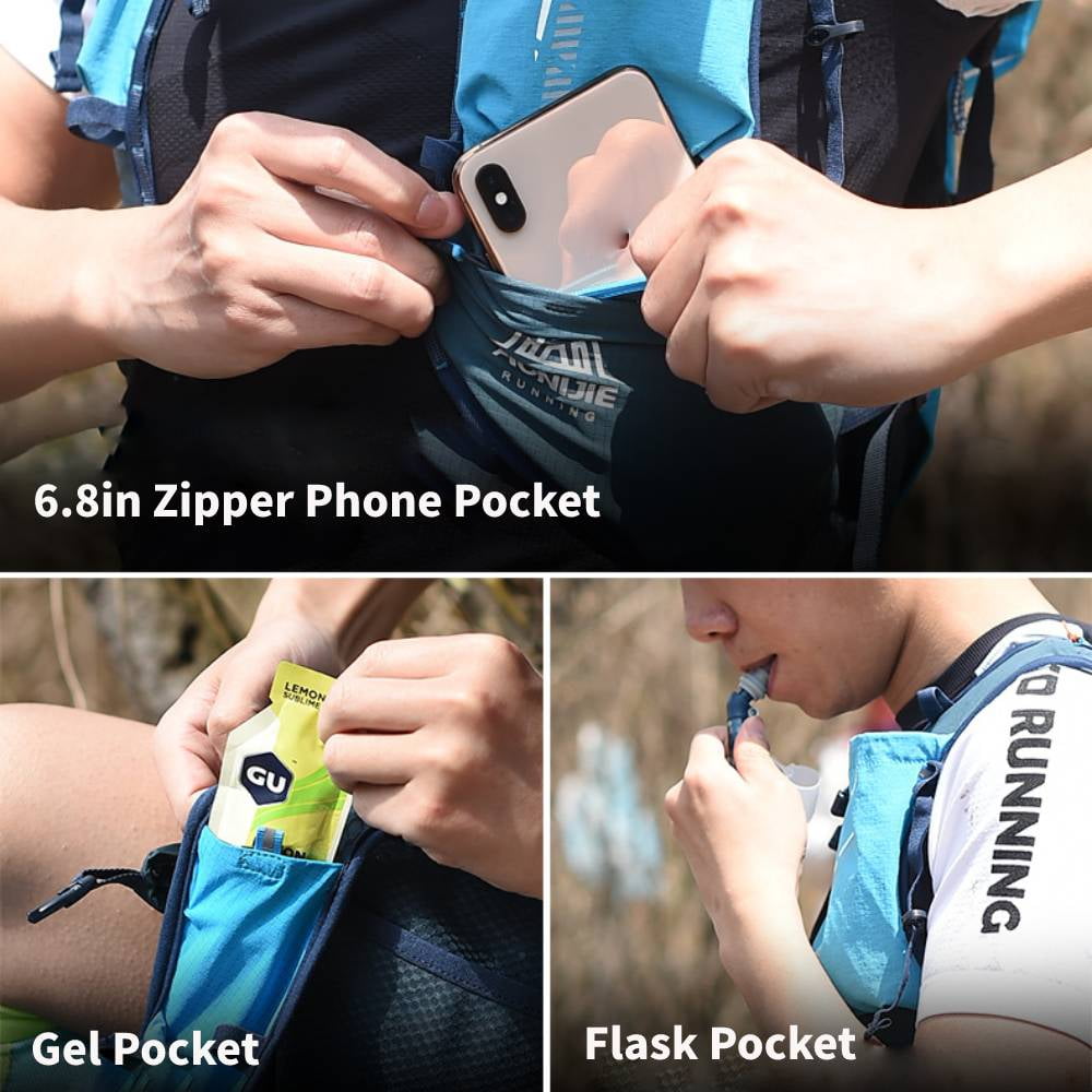 AONIJIE 18L Large Capacity Running Hydration Vest with 2*500ml Soft Flask Running Backpack for Marathon Race Hiking