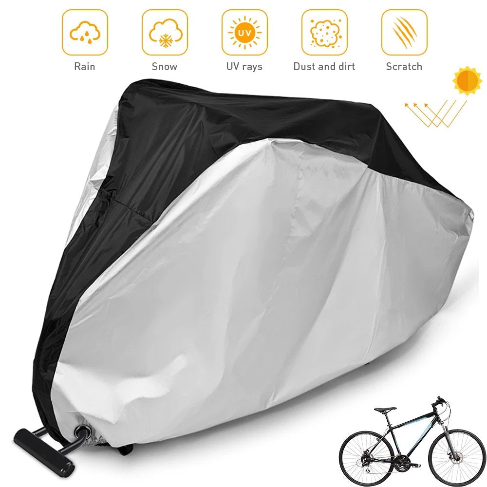 Elbourn Bike Cover Outdoor Waterproof 190T Bike Cover Nylon UV Resistant, Dustproof, Waterproof, with Keyhole and Storage Bag, Perfect for Mountain, Road Bike (Black XL)