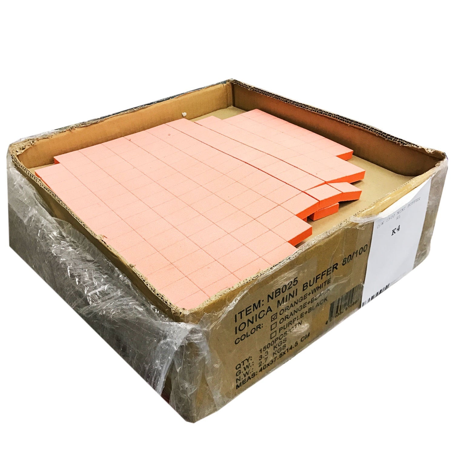 Mini Nail Buffer Orange White Grit 80/100 1500 pc #k4 - BeautyzoneNailSupply