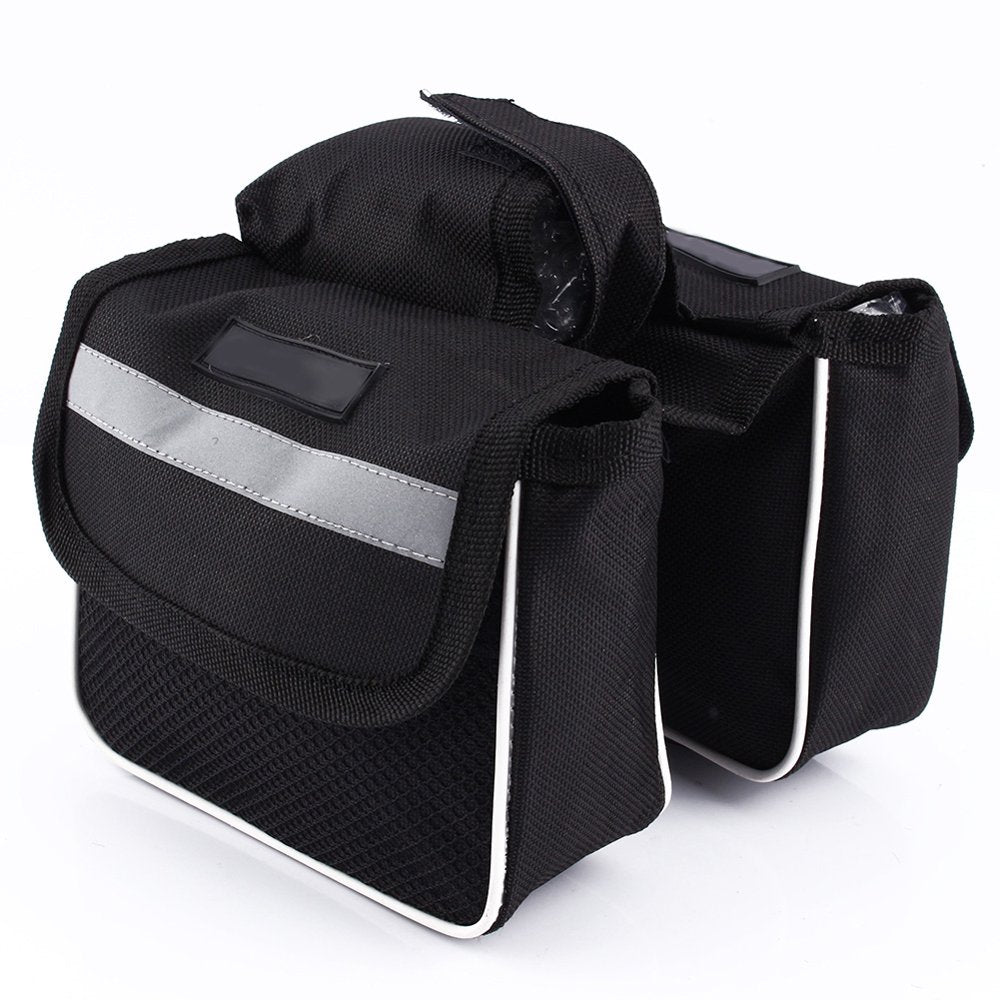 Kritne Double Pannier Cycling Side Bag, Front Bike Frame Double Side Bag Bike Front Carrier Saddle Bag for Storage,