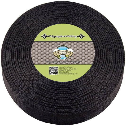 Country Brook Design® 1 Inch Black Heavy Polypropylene Webbing, 10 Yards