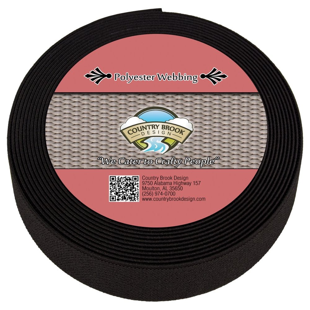 Country Brook Design® 3/4 Inch Black Elastic Polyester Webbing, 6 Yards
