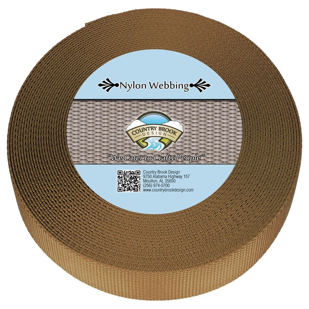 Country Brook Design® 5/8 Inch Brown Heavy Duty Nylon Webbing, 20 Yards