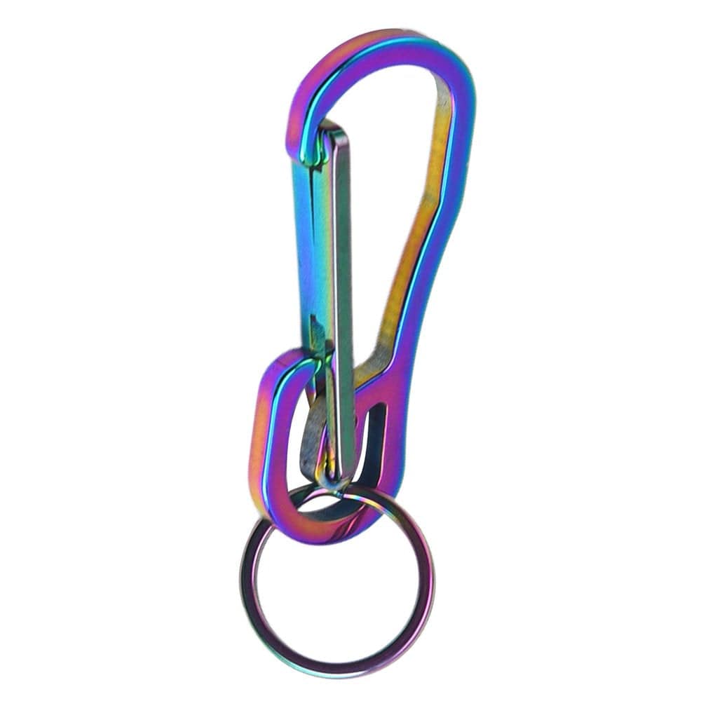 Double Carabiner Keychain Buckle Tools anti Lost for Traveling Men Women , Black