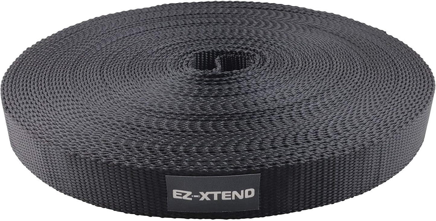 Ez-Xtend Polyester Webbing 1 Inch - Heavy Duty Strapping That Outlasts and Outperforms Nylon Webbing 1 Inch and Polypropylene Webbing 1 Inch - 4500 Lb. Breaking Strength (Black, 1" X 10 Yards)