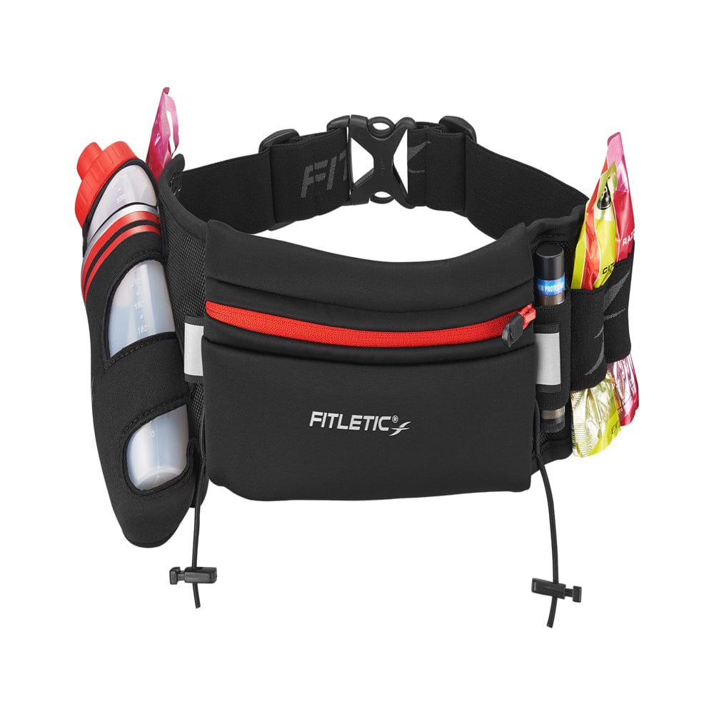 Fitletic Fully Loaded Water and Gel Belt : BLK / ORG Zip, S/M