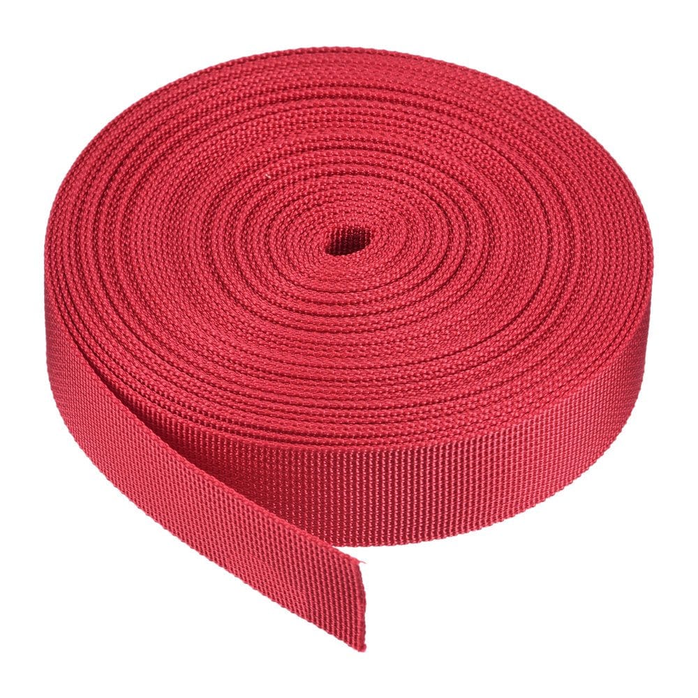 Flat Nylon Webbing Strap 1 Inch 10 Yards Bright Red for Backpack, Luggage-Rack