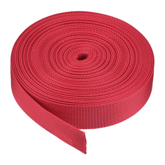 Flat Nylon Webbing Strap 1 Inch 10 Yards Bright Red for Backpack, Luggage-Rack