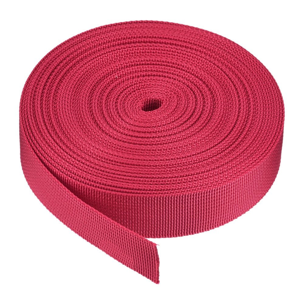 Flat Nylon Webbing Strap 1 Inch 10 Yards Bright Red for Backpack, Luggage-Rack