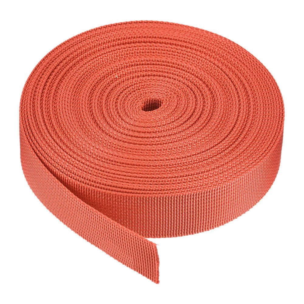 Flat Nylon Webbing Strap 1 Inch 10 Yards Bright Red for Backpack, Luggage-Rack