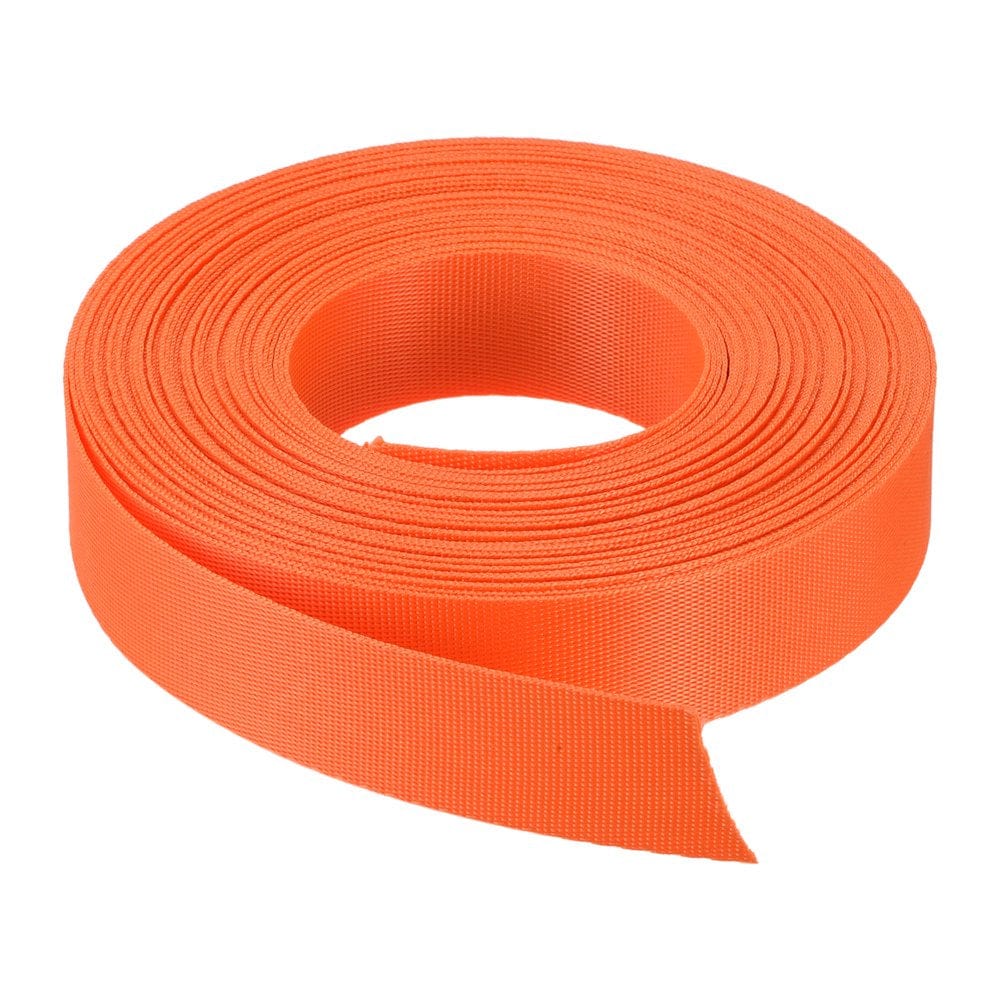 Flat Nylon Webbing Strap 1 Inch 15 Yards Bright Orange for Backpack Luggage-Rack