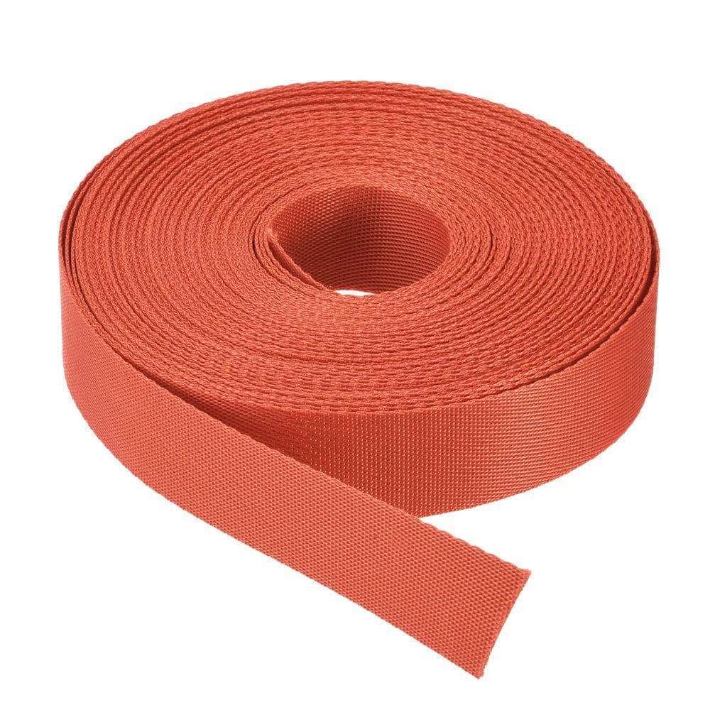 Flat Nylon Webbing Strap 1 Inch 15 Yards Bright Orange for Backpack Luggage-Rack