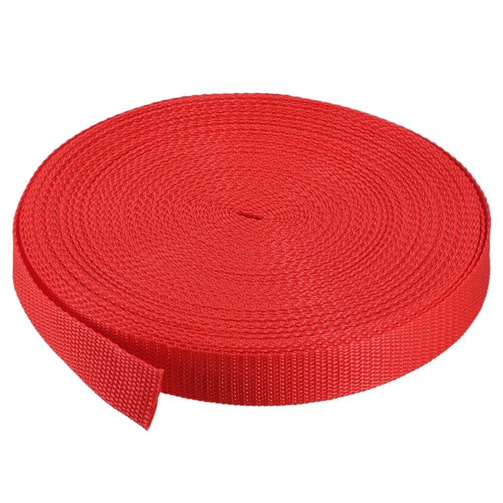 Heavyweight Polypropylene Webbing Strap 1" 25 Yards Brick Red Strapping Band for Outdoor