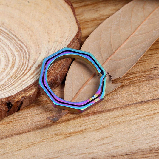 Kritne Keychain, Hanging Buckle,Edc Colorful Titanium Alloy Keyring Quickdraw Pocket Octagonal Keychain