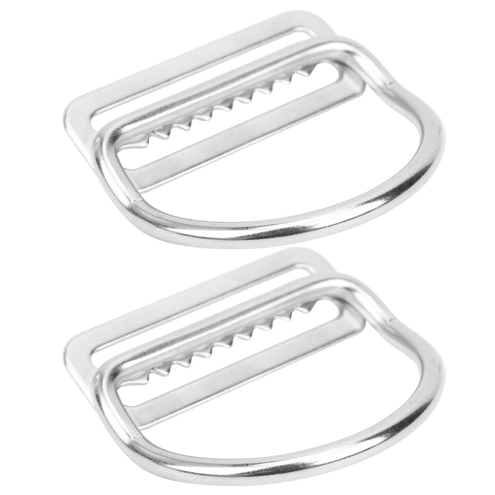 LHCER 2Pcs Weight Belt Keeper Stopper Bent D with Buckle Stainless Steel Diving Webbing Climbing Harness Accessories,Bent D ,Stainless Steel D