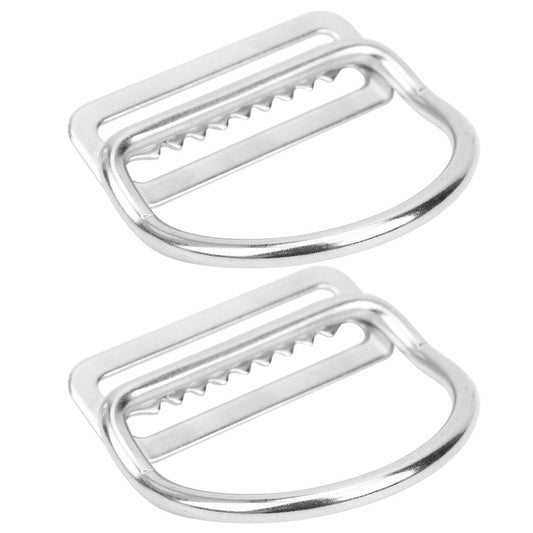 LHCER 2Pcs Weight Belt Keeper Stopper Bent D with Buckle Stainless Steel Diving Webbing Climbing Harness Accessories,Bent D ,Stainless Steel D