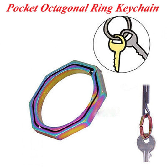 LYUMO EDC Colorful Titanium Alloy Keyring Quickdraw Pocket Octagonal Keychain, Octagonal EDC Key Chain, Keychain