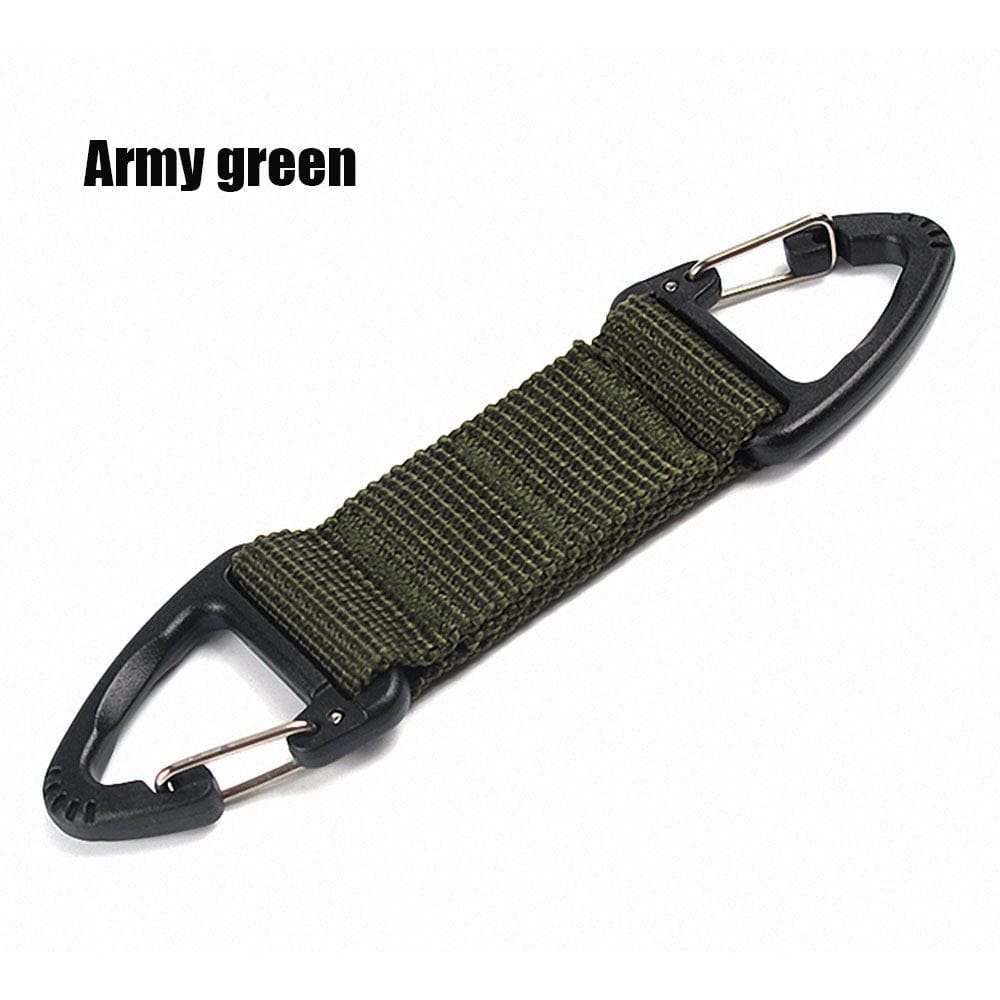 Multifunction Camping Hiking Backpack Bag Accessories Tactical Climbing Carabiner Webbing Belt Clip Clasp Hanging Chain Outdoor Molle Buckle ARMY GREEN
