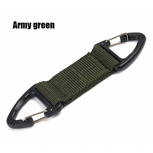 Multifunction Camping Hiking Backpack Bag Accessories Tactical Climbing Carabiner Webbing Belt Clip Clasp Hanging Chain Outdoor Molle Buckle ARMY GREEN