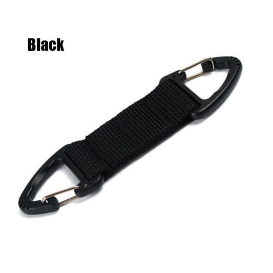Multifunction Camping Hiking Tactical Keychain Hook Clasp Hanging Chain Outdoor Molle Buckle Climbing Carabiner Webbing Belt Clip BLACK