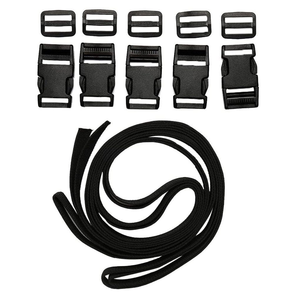 Nylon Binding Tape with Plastic Buckle Black Webbing Strap with 5 Clasps Home Nylon String