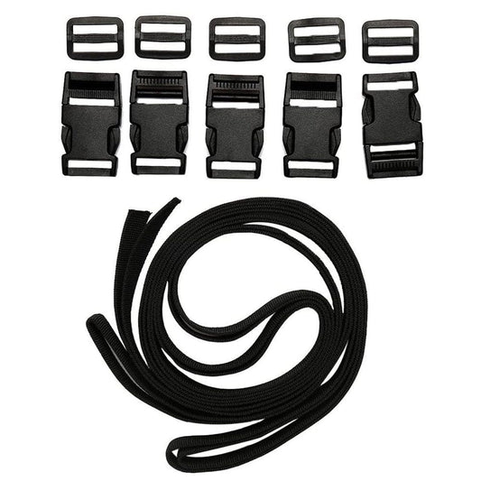 Nylon Binding Tape with Plastic Buckle Black Webbing Strap with 5 Clasps Home Nylon String