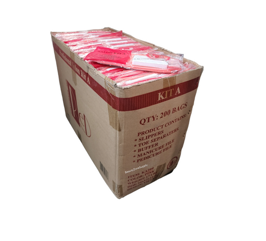Pedicure Kit 5 RED (Sand pad-Buffer-File-Toe-Slipper) #R24