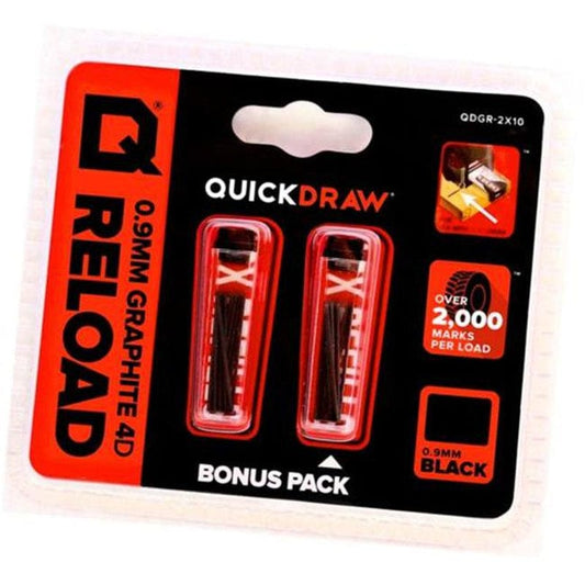 Quickdraw QDGR-2X10 0.9 Mm Black Graphite Quickdraw Reload 10-Stick Pack plus 10-Stick Bonus Pack