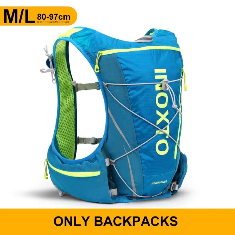 running hydrating vest backpack 8L, cycling hydrating backpack hiking marathon hydrating, with 1.5L water bag 500ml water bottle Blue M