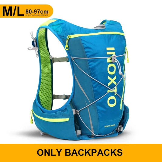 running hydrating vest backpack 8L, cycling hydrating backpack hiking marathon hydrating, with 1.5L water bag 500ml water bottle Blue M