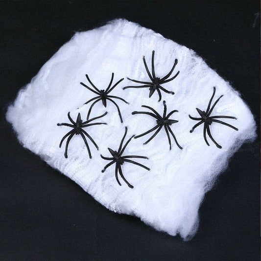 Spider- Web Halloween Decorations,Stretch Spider Webbing with 6 Fake Spider