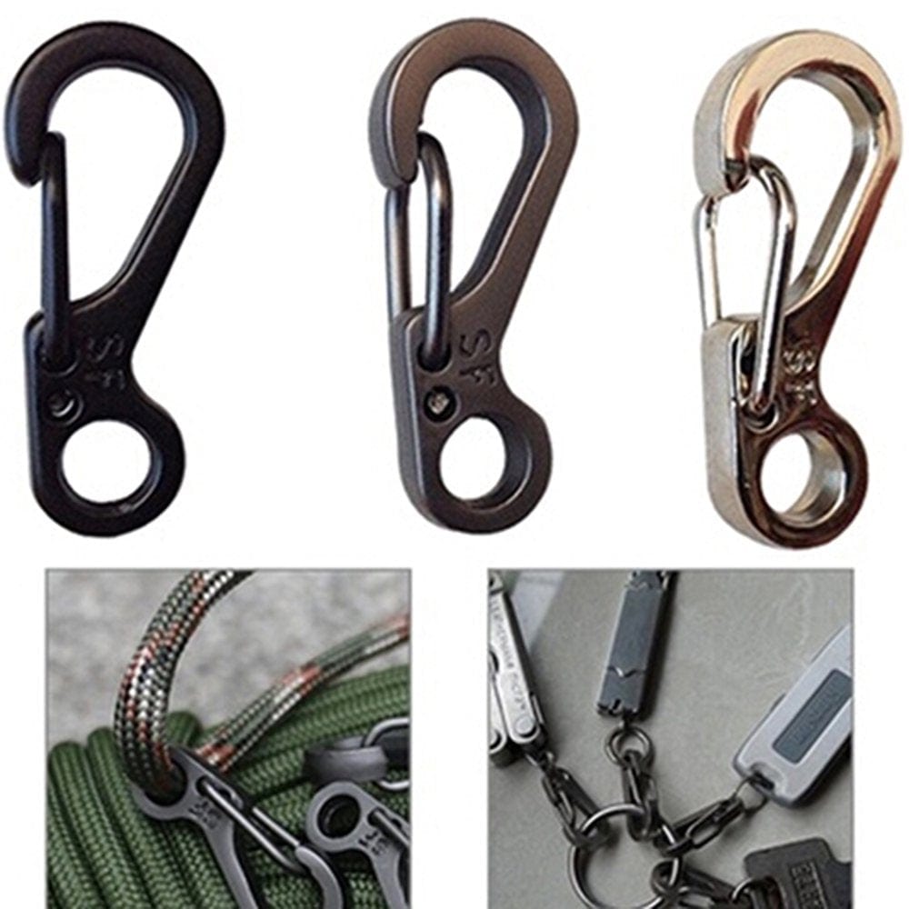 SPRING PARK 10X Mini SF Metal Carabiner Clips Tiny Snap Hooks Spring Clasps Keychain Paracord