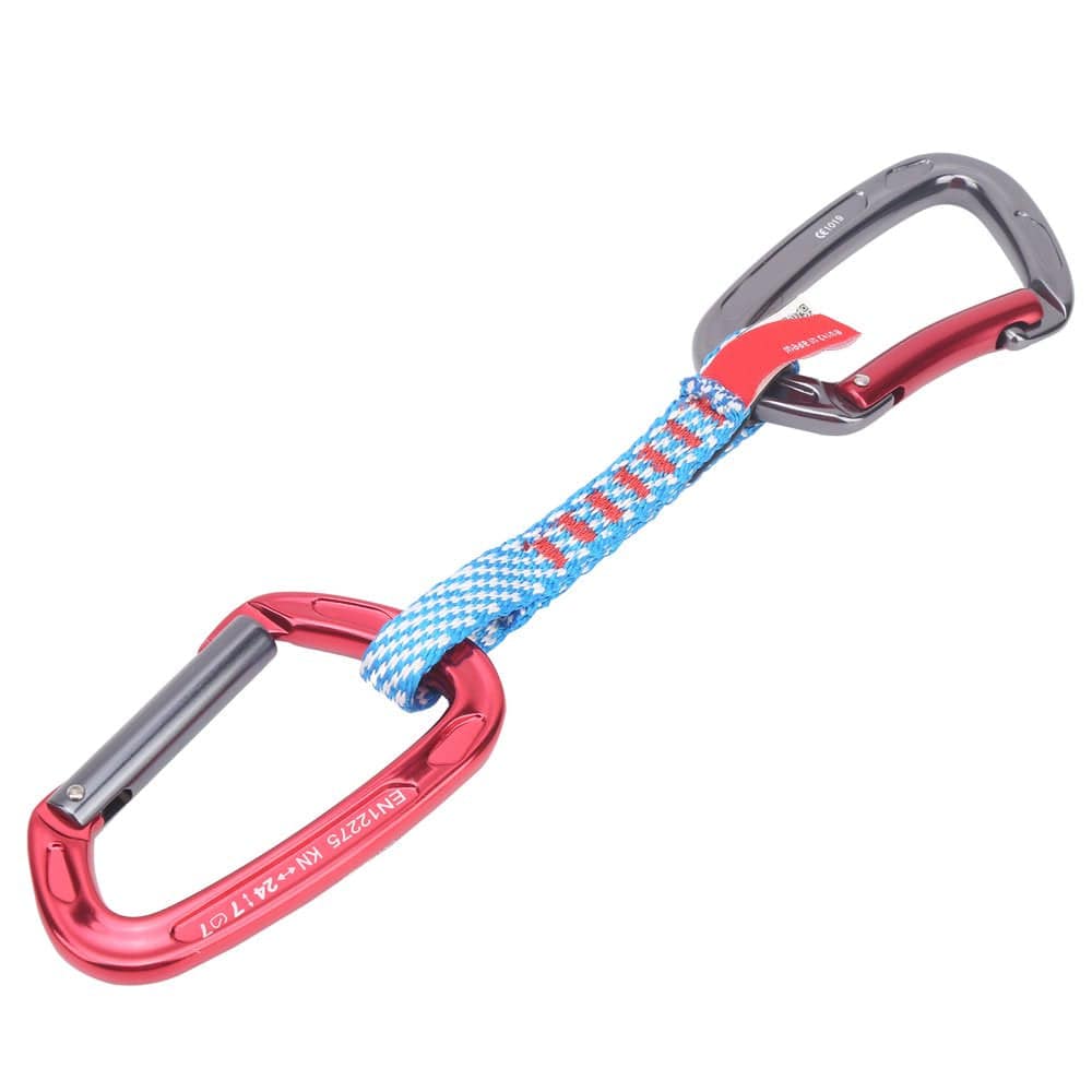 Tebru Climbing Quickdraw Set,Straight Bent Gate Carabiner,Camnal Outdoor Climbing Quickdraw Set Straight Gate and Bent Gate Carabiner 27CM