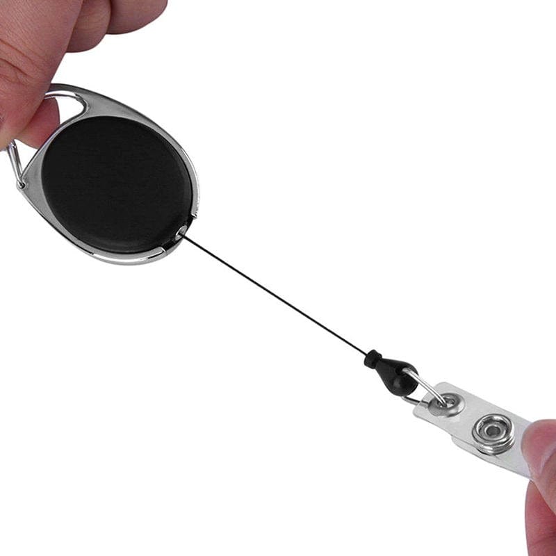 Tooloflife 60CM Retractable Badge Reels Key Ring Holder with Carabiner Clip Black