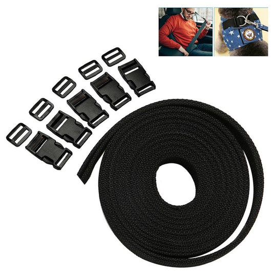 Willstar Buckles Strap Set, 4M Nylon Webbing Straps, Quick Side Release Plastic Buckle Clip 5 Pack, Black